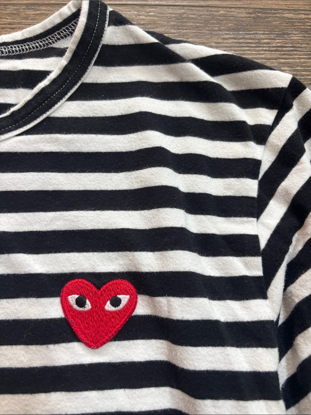 Comme des Garçons Play Striped Long-Sleeved T-Shirt Women's Size Medium - Picture 4 of 11